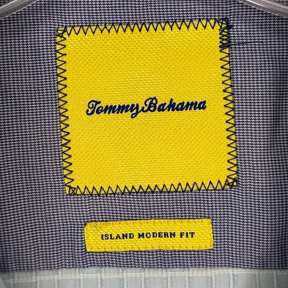 Tommy Bahama Men's Silk Blend Island modern Fit Blue Short Sleeve Shirt Large - Picture 2 of 7